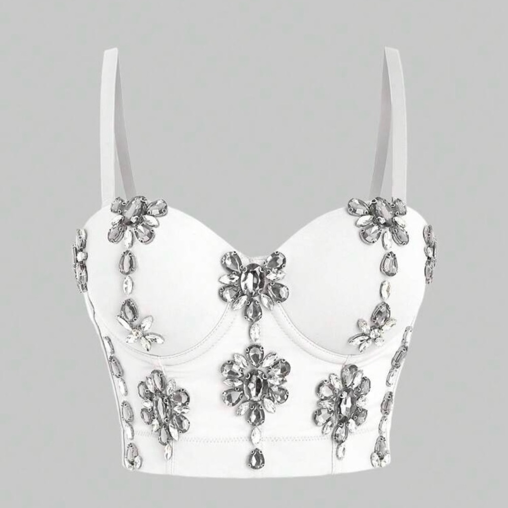 NWT - Embellished White Top
